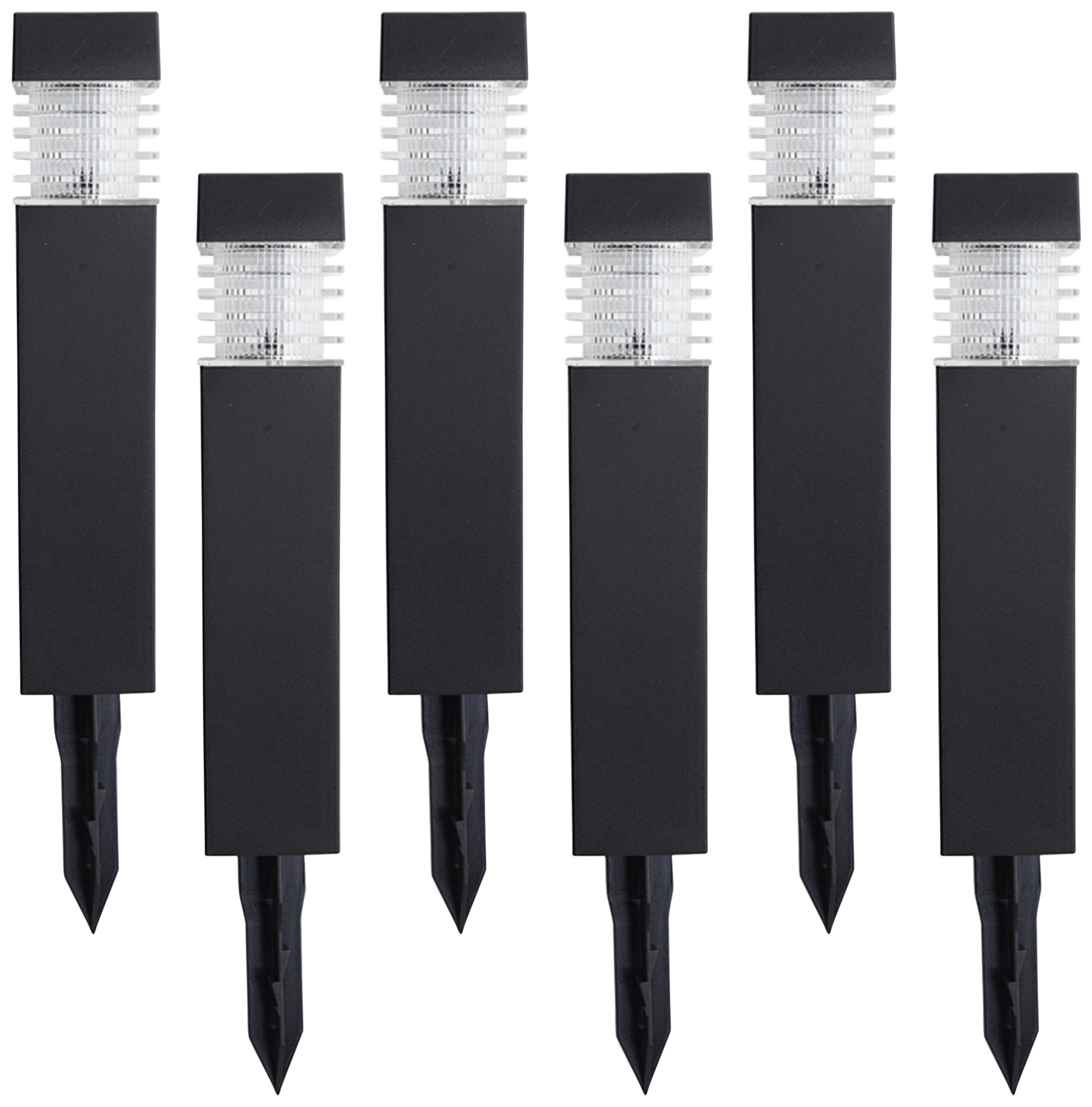 Davis 11"H Black Solar LED Landscape Bollard Lights Set of 6