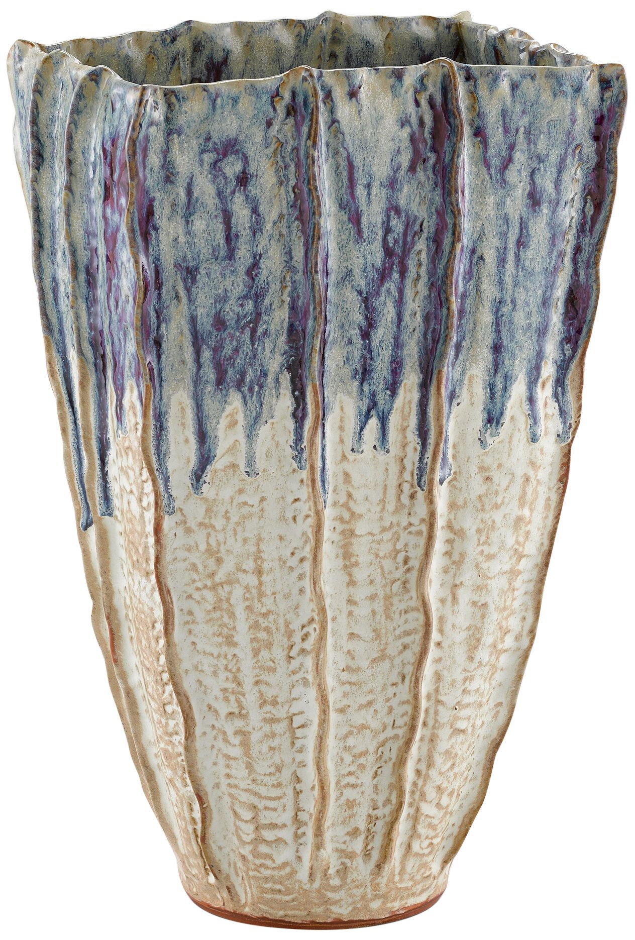 Sea Horizon 20"W White with Blue Purple Drip Decorative Vase