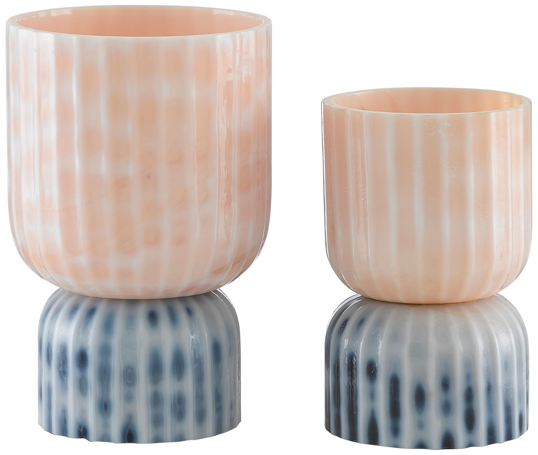 Palazzo Milk White Pink Blue Glass Decorative Vases Set of 2