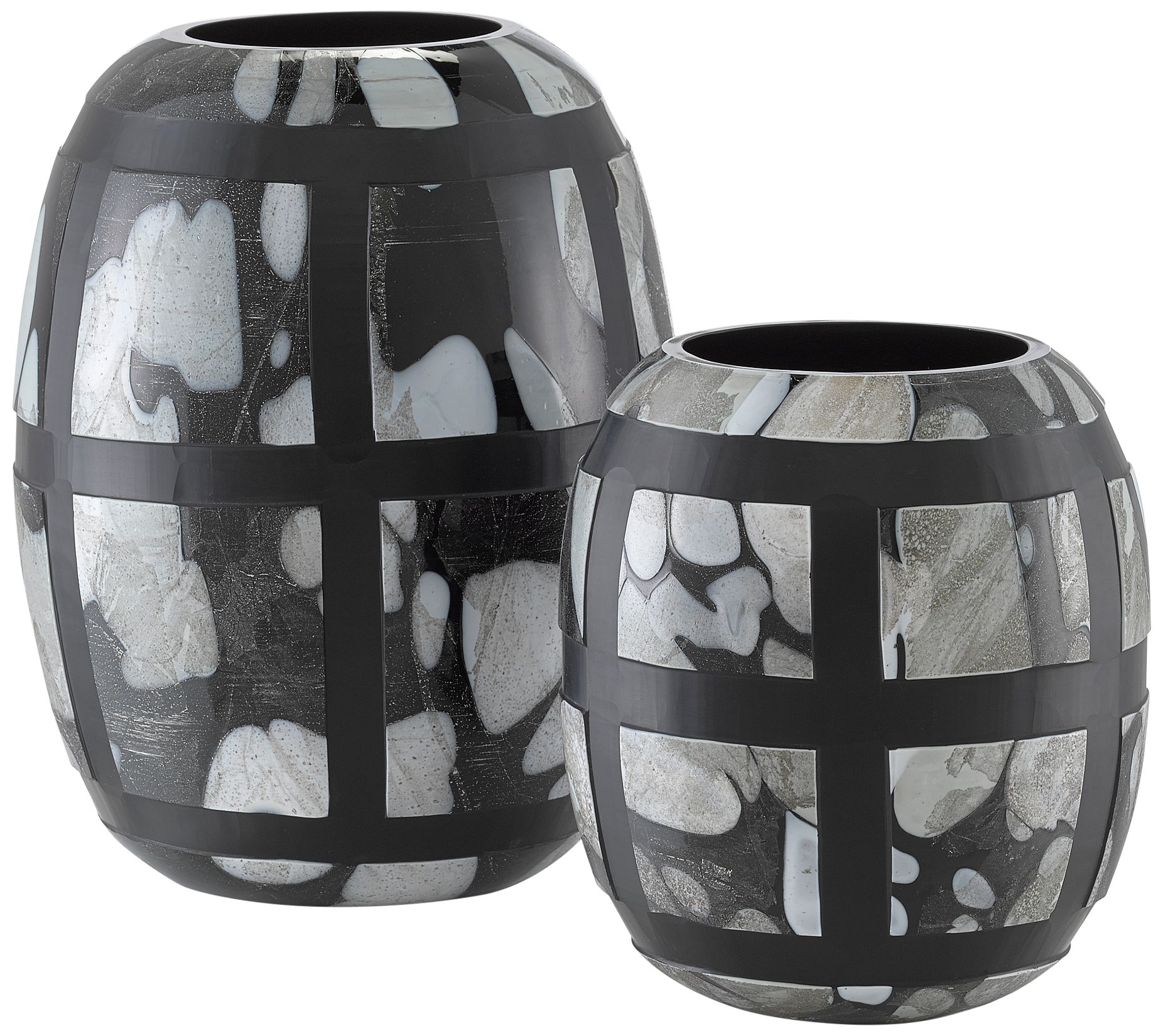 Currey and Company Schiappa Black Glass Vases Set of 2
