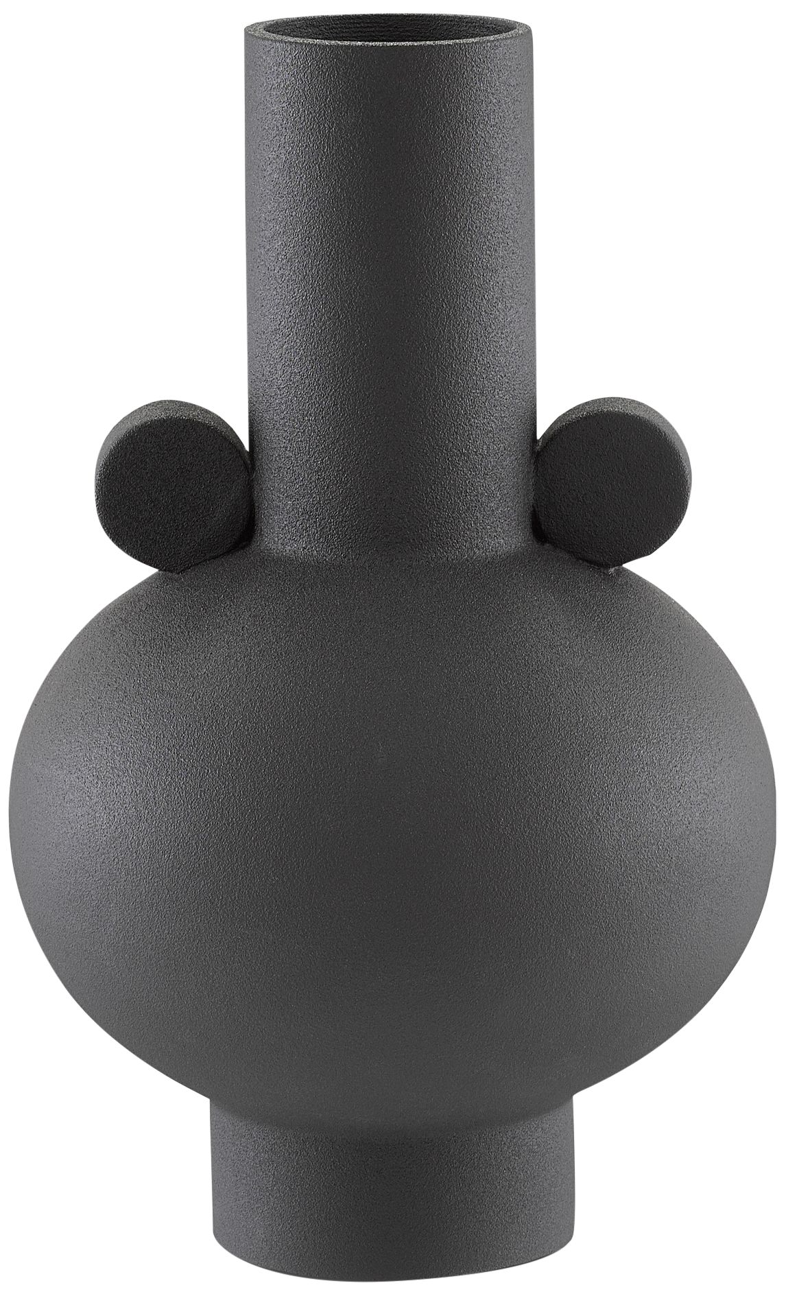 Happy 40 13" High Black Ceramic Round Decorative Vase