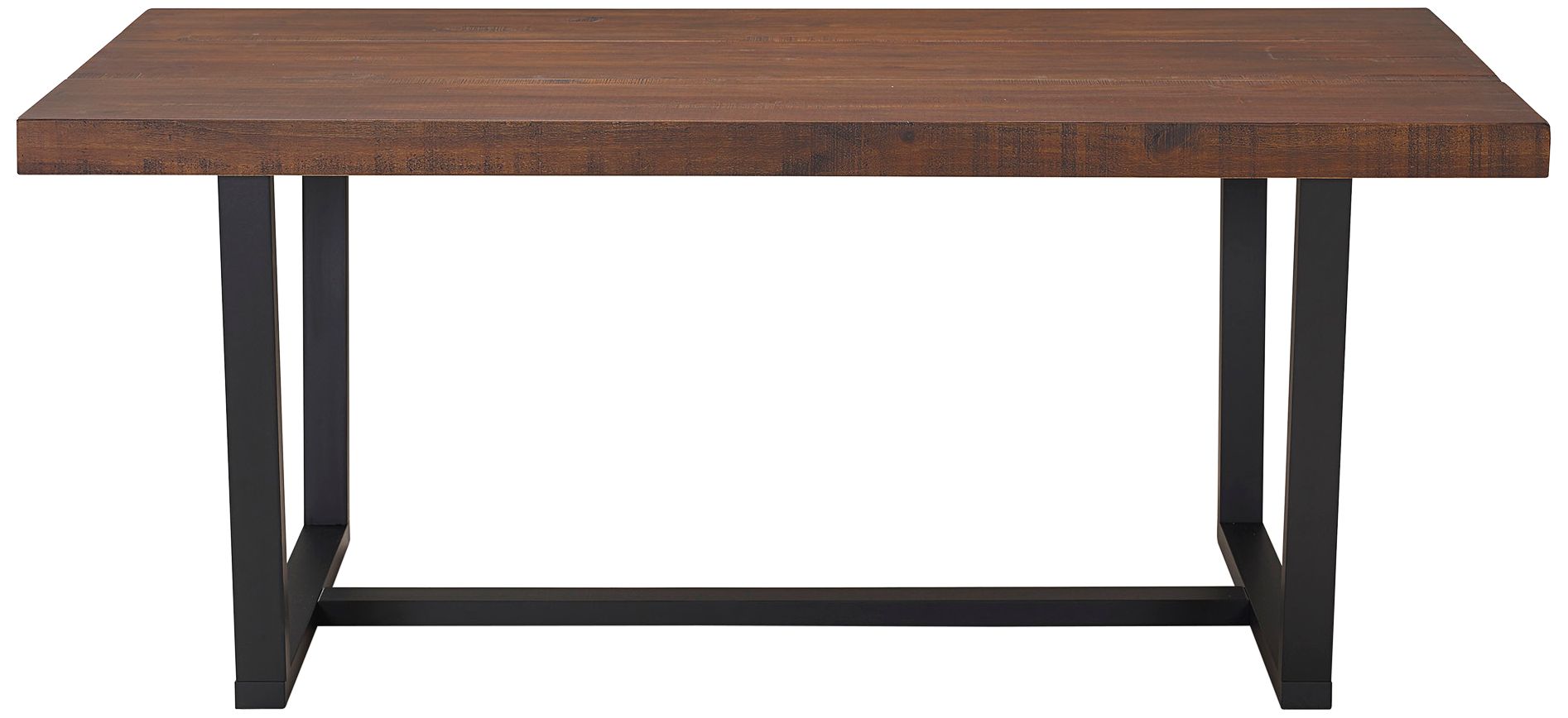 Mahogany 72" Wide Solid Pine Wood and Metal Dining Table 96J48