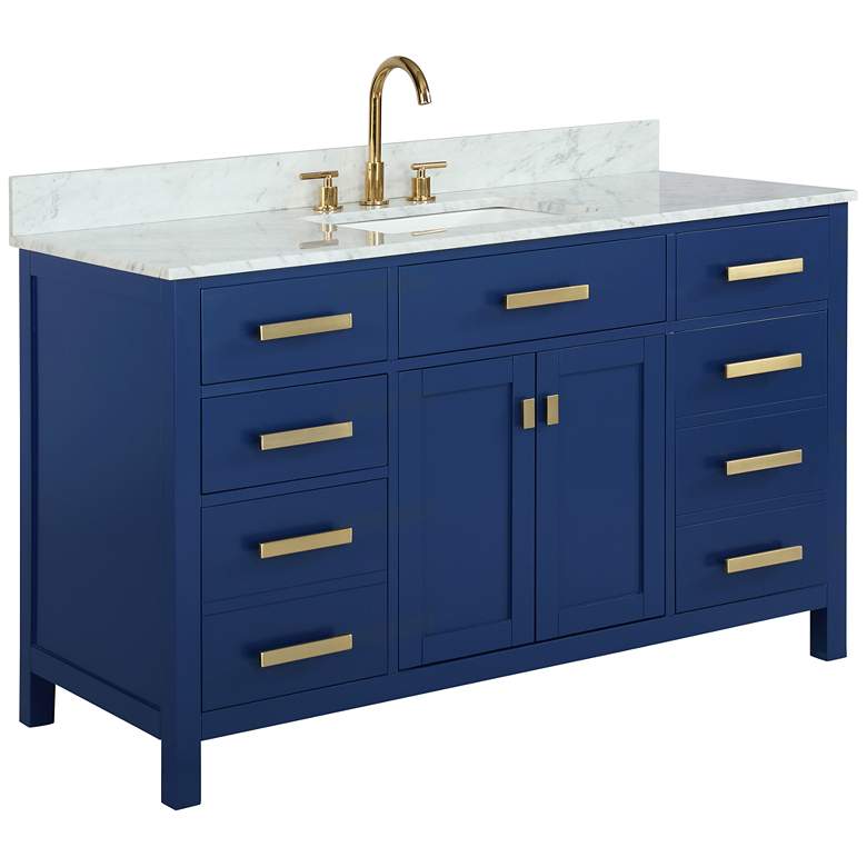 Valentino 54&quot; Wide Blue Wood 5-Drawer Single Sink Vanity