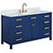 Valentino 54" Wide Blue Wood 5-Drawer Single Sink Vanity