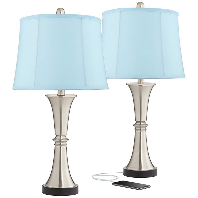 Seymore Touch USB LED Blue Softback Table Lamps Set of 2