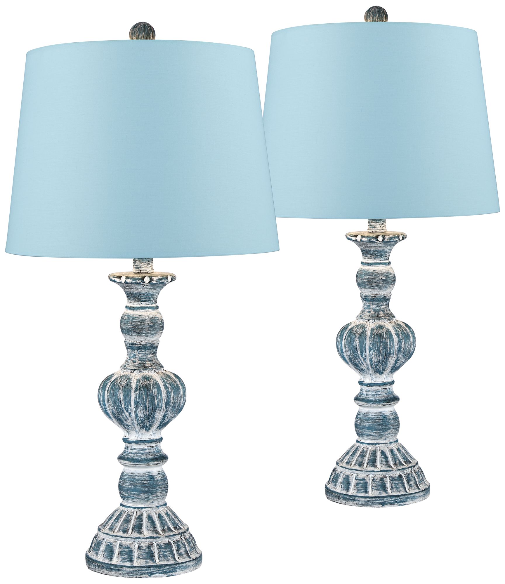 Tanya Blue Wash Blue Hardback Table Lamps Set of 2