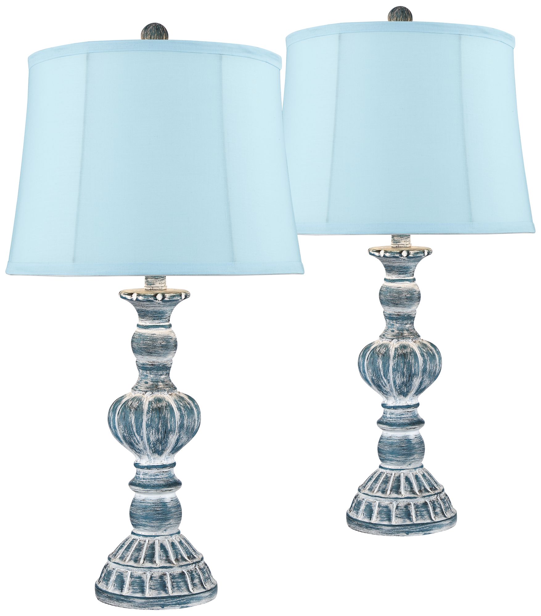 Tanya Blue Wash Blue Softback Table Lamps Set of 2