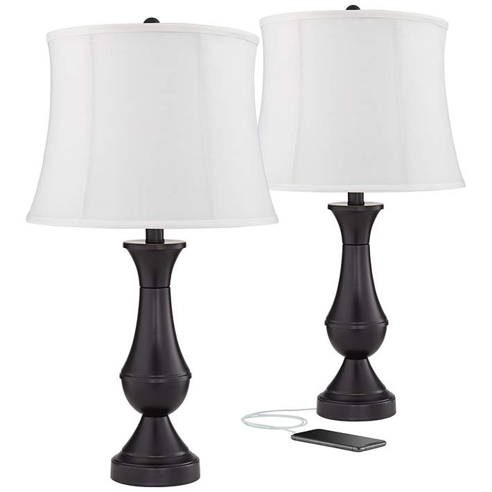 Set Of 2 Touch Cream Shade Table Lamps, 35 Tall Table Lamps