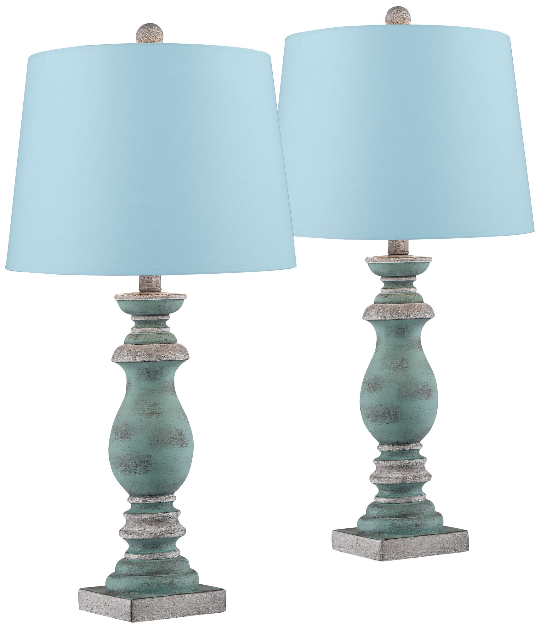 Patsy Blue-Gray Washed Blue Hardback Table Lamps Set of 2