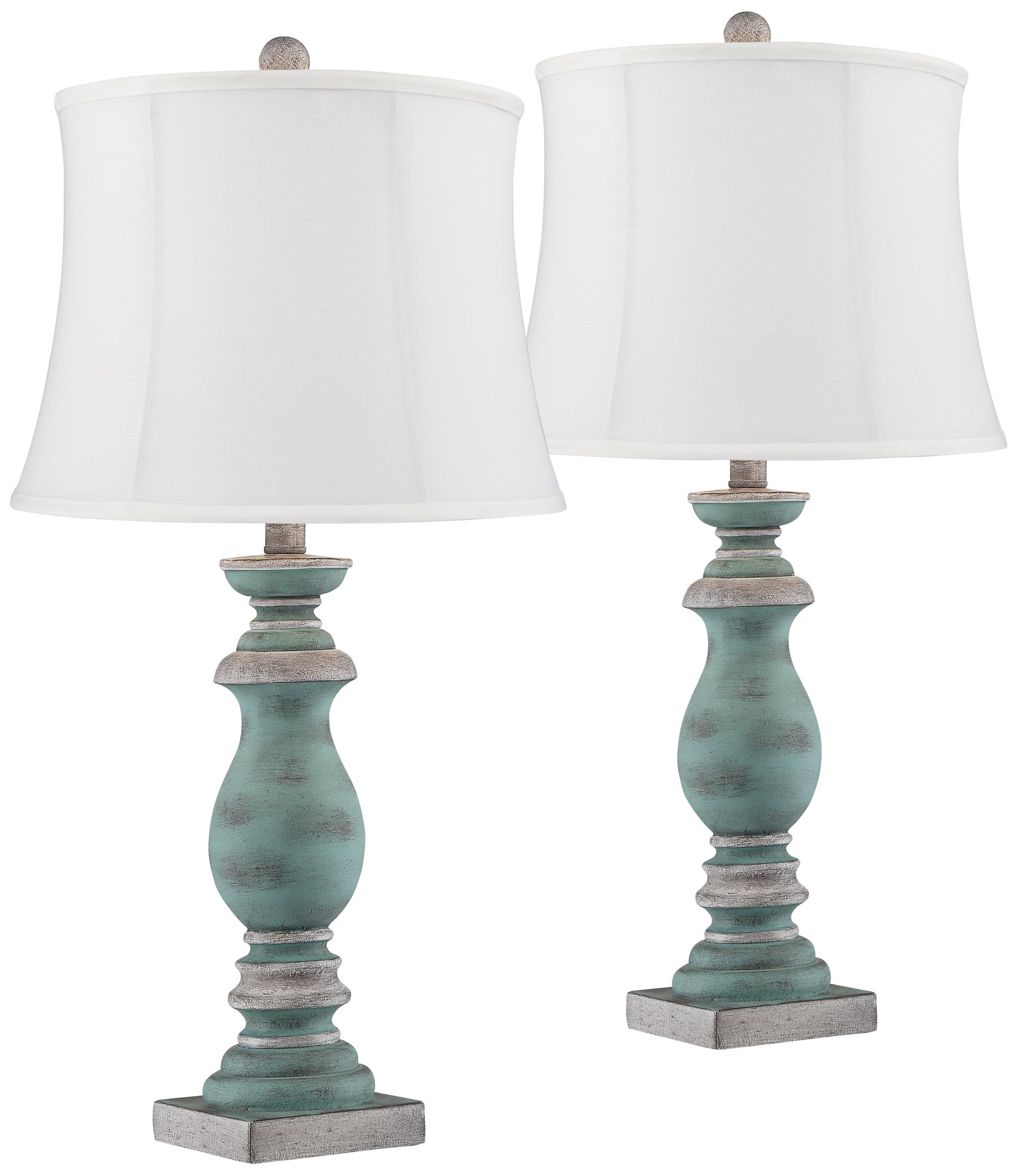 Patsy Blue-Gray Washed Cream Shade Table Lamps Set of 2