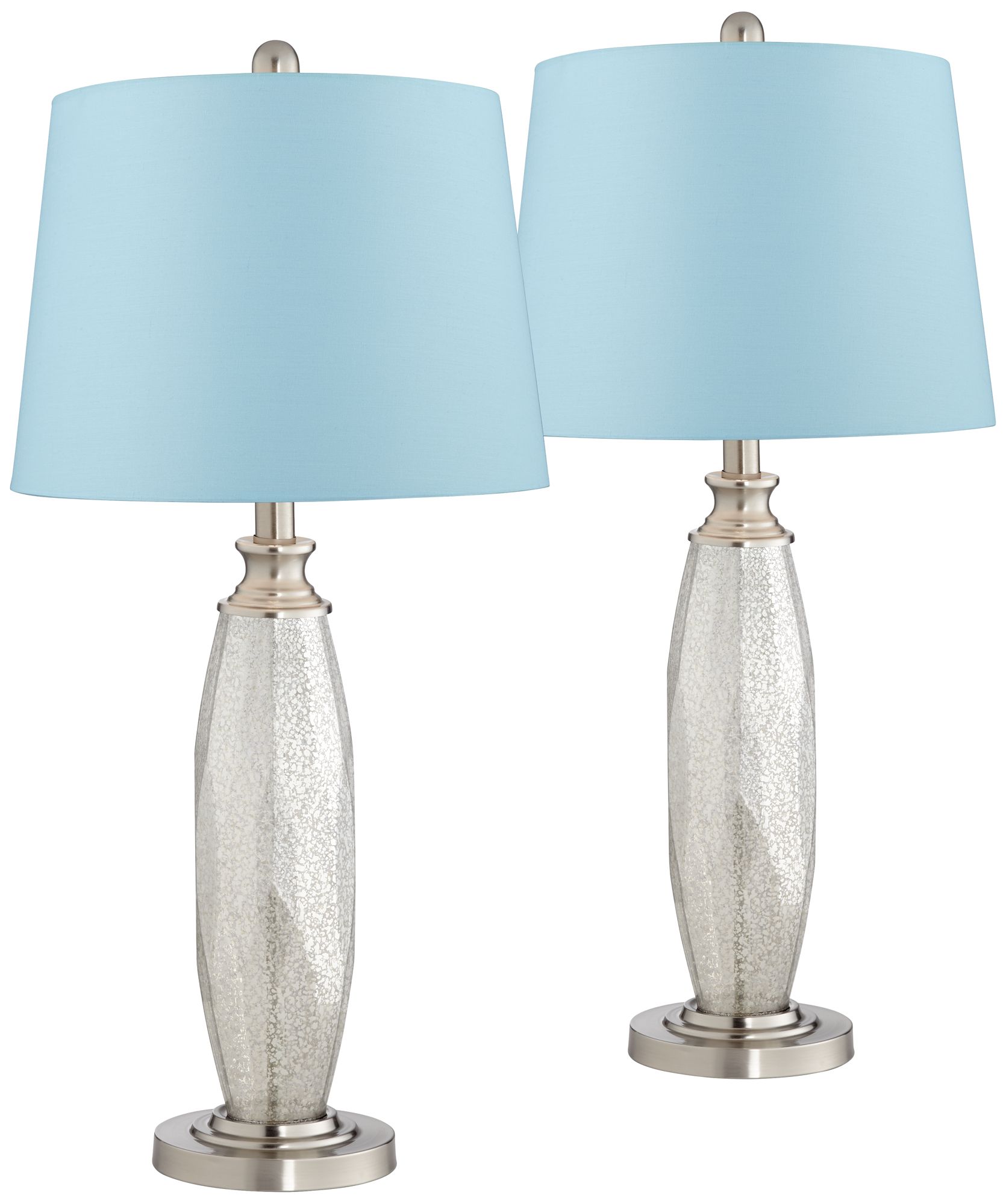 Carol Mercury Glass Blue Hardback Table Lamps Set of 2