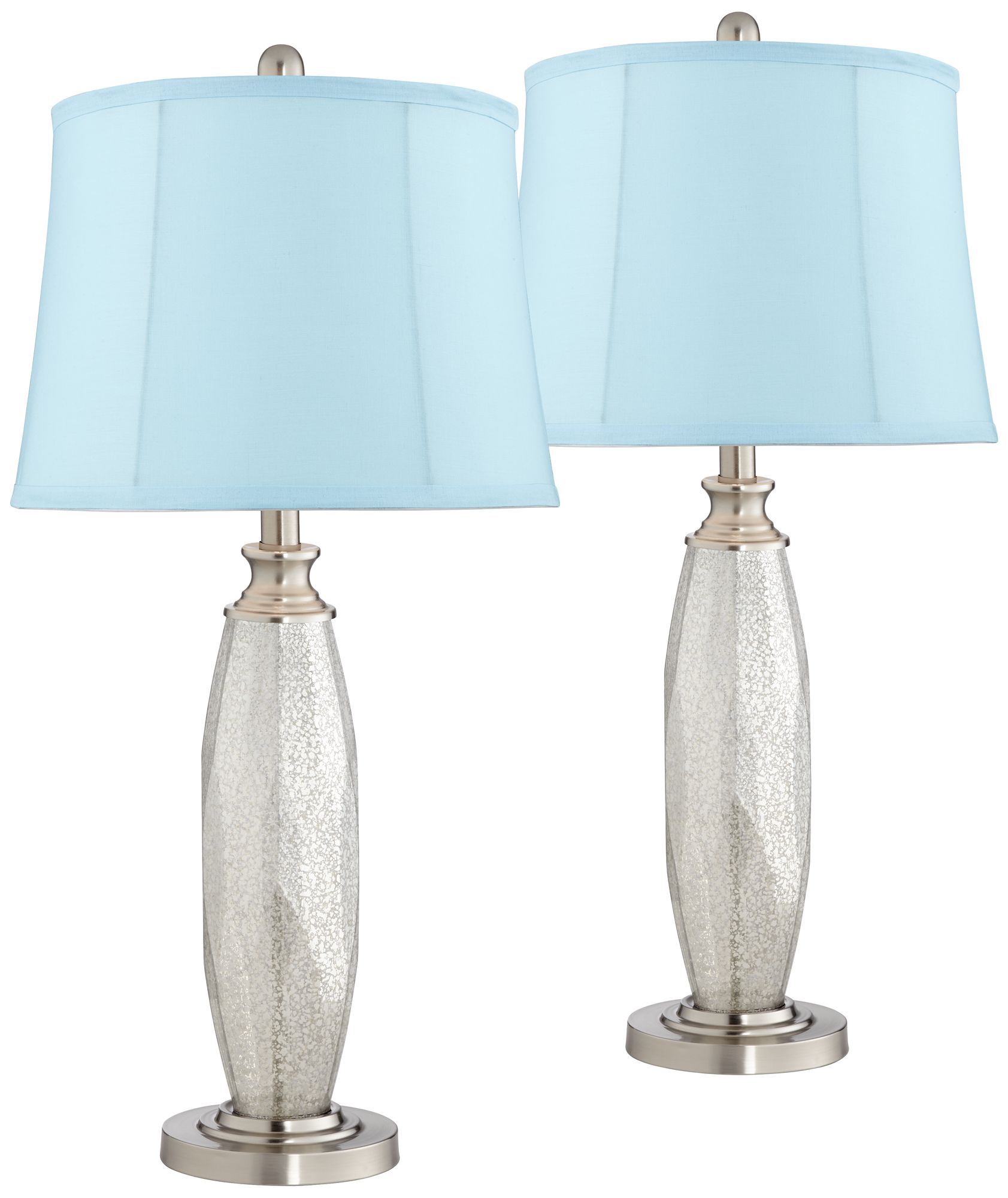 Carol Mercury Glass Blue Softback Table Lamps Set of 2