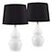 Jane White Ceramic Double Gourd Black Shade Table Lamps Set of 2