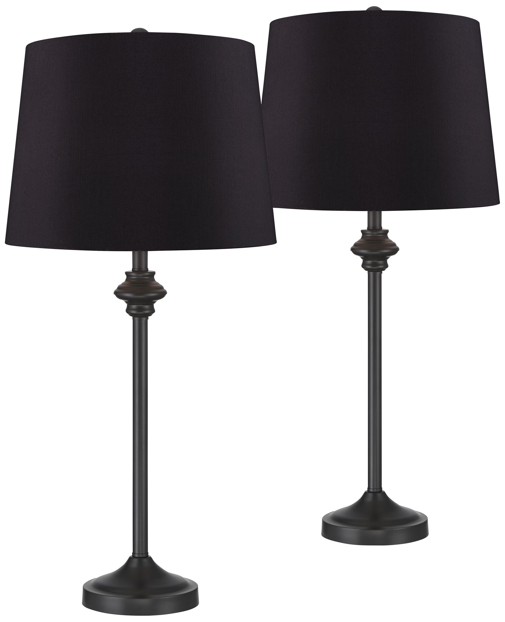 Lynn Bronze Buffet Black Shade Table Lamps Set of 2 96P57 Lamps Plus