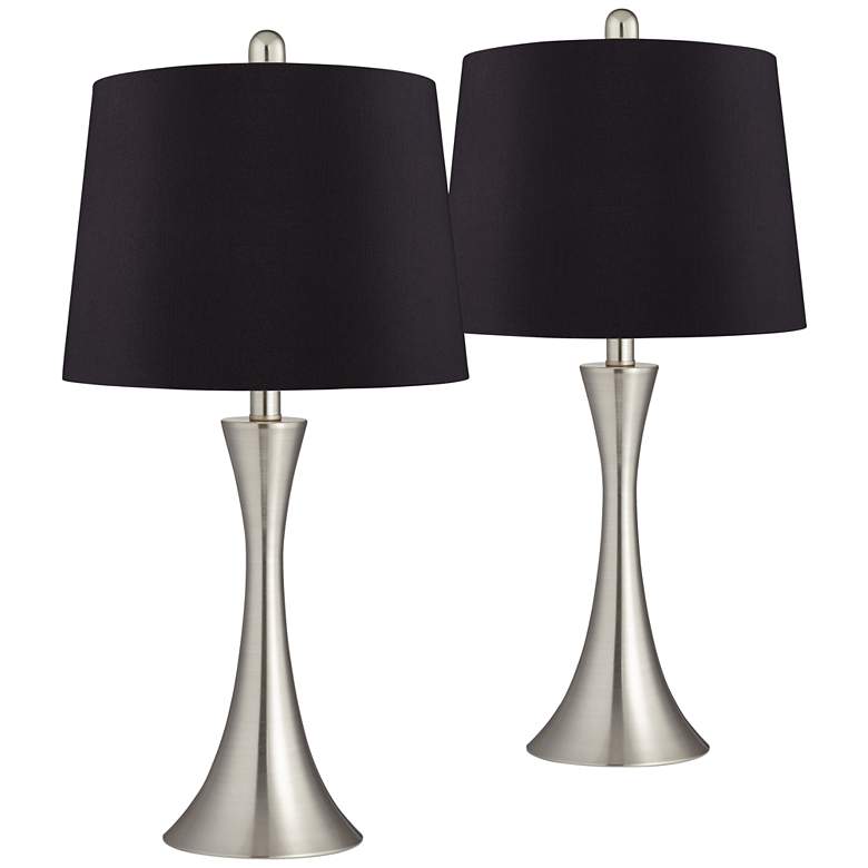 Gerson Brushed Nickel LED Black Shade Table Lamps Set of 2