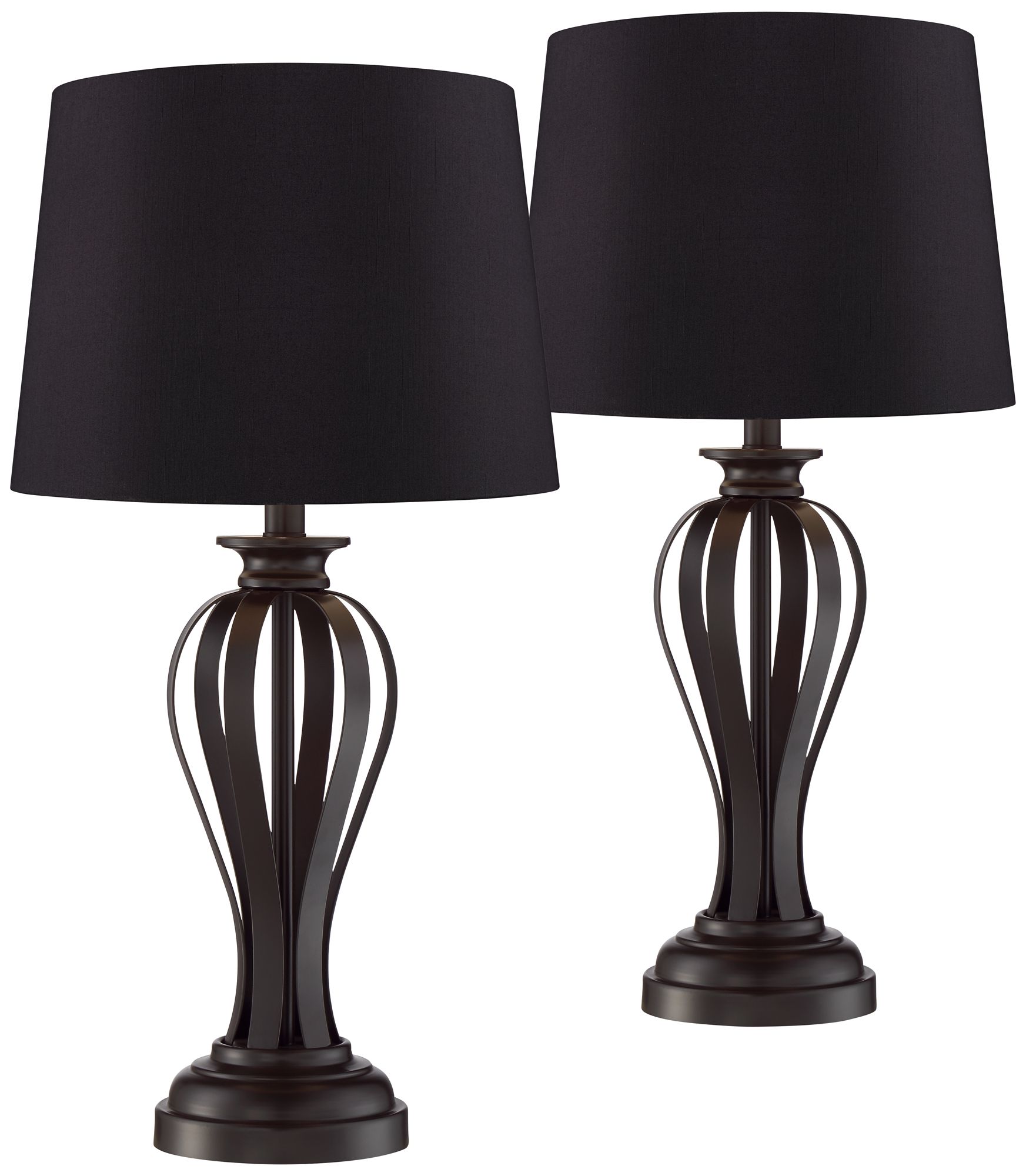Freddie Bronze Metal Black Shade Table Lamps Set of 2 96P69 Lamps Plus