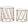Alexandra 16"W Metal and Marble Round Nesting Accent Table Set of 2