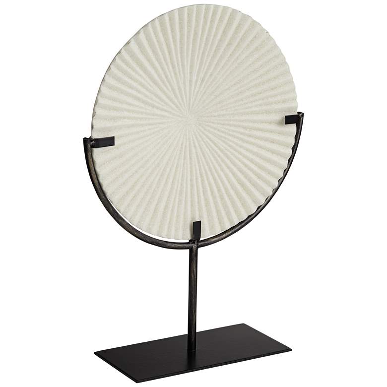 Fan 15 3/4&quot; High White and Black Metal Sculpture