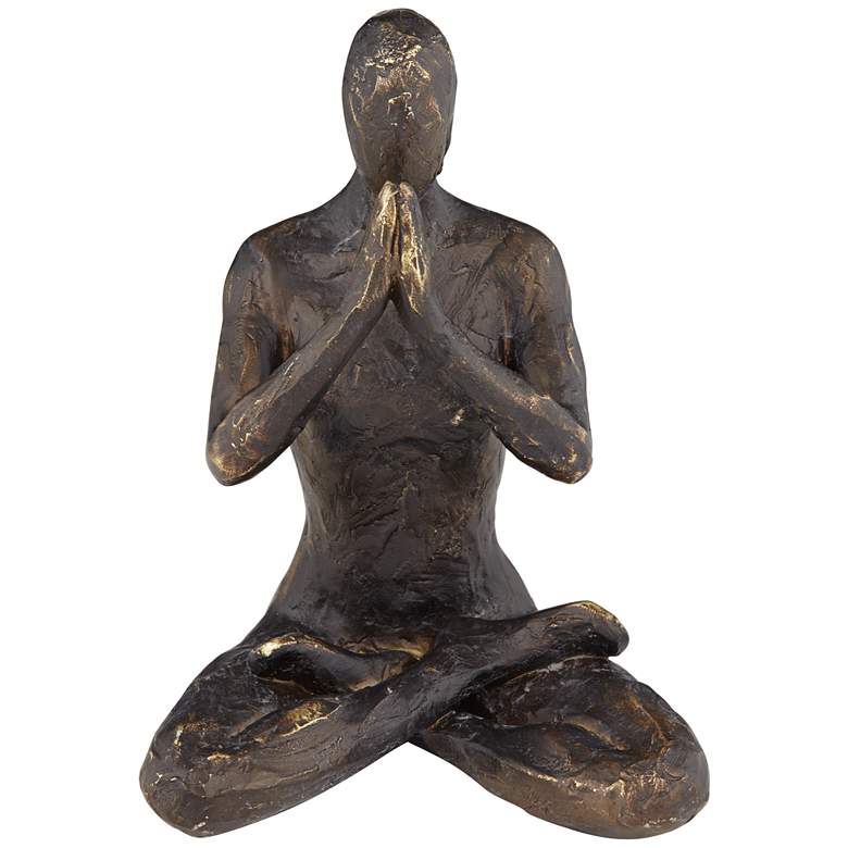 Image 1 Yoga Man in Lotus Pose 6 3/4" High Matte Bronze Statue
