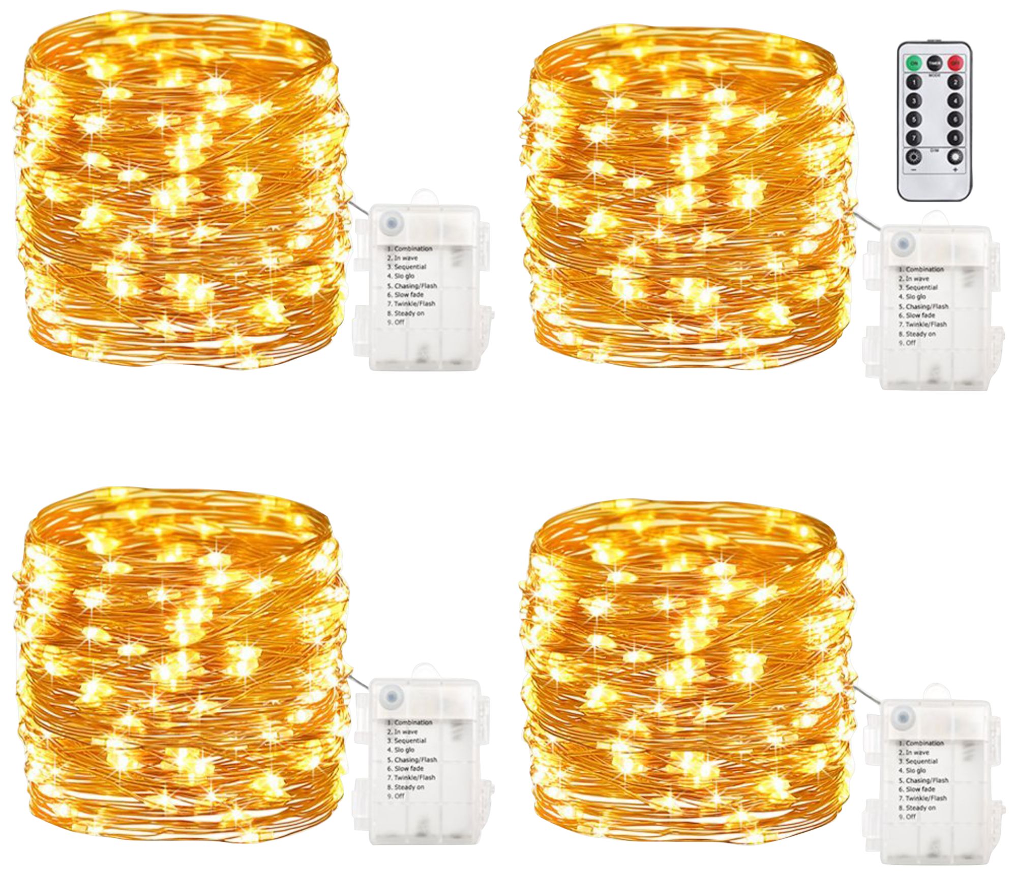 50-Light Copper 4-Pack Fairy LED String Light Set w/ Remote