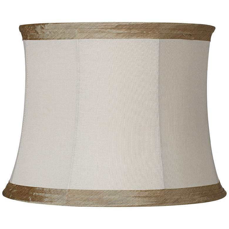 Ivory Linen with Taupe Trim Lamp Shade 14x16x12 (Spider)