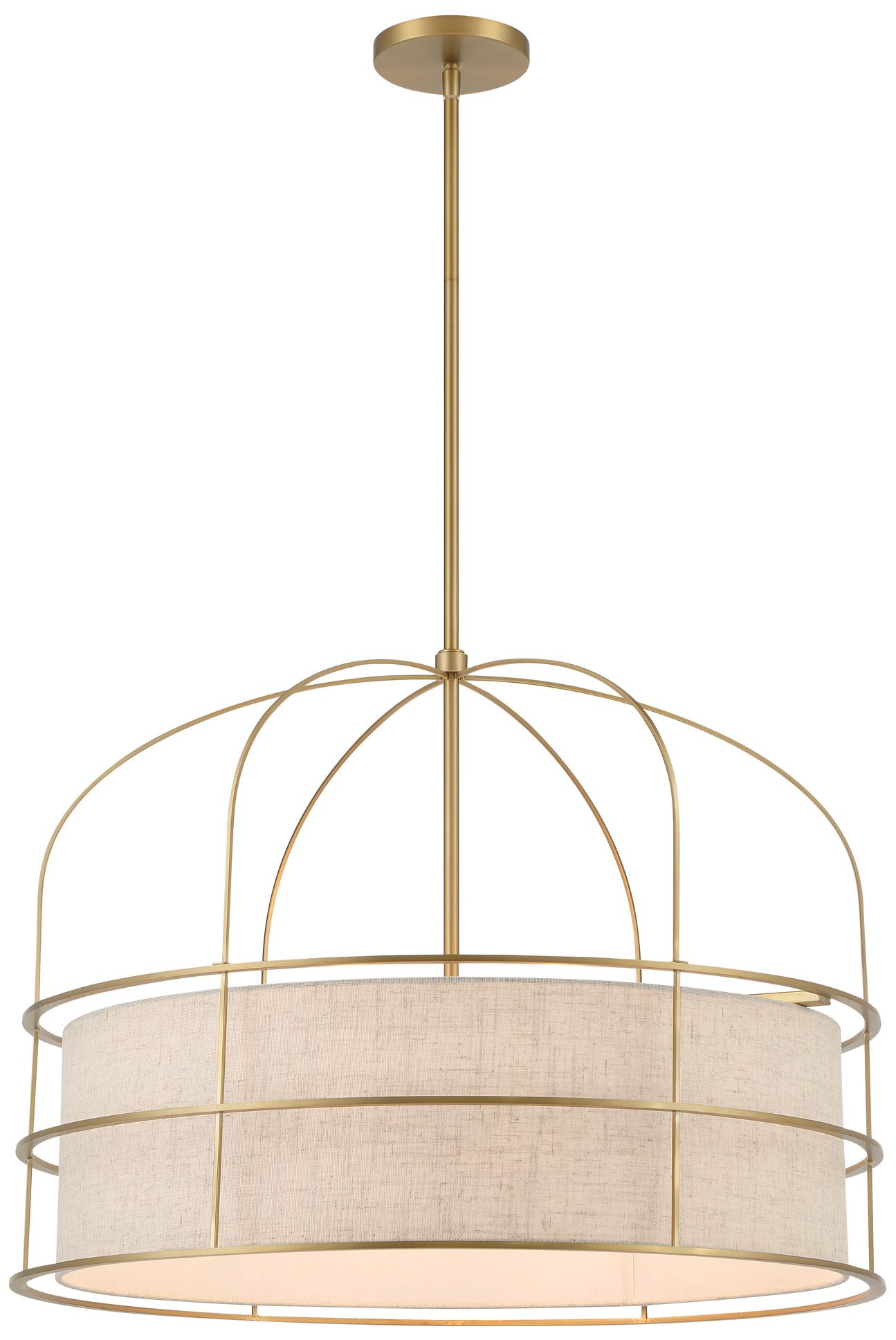 Minka Lavery Minka-lavery Gateway Park 6-light Coal Pendant With Oatmeal Linen Shade In Gold