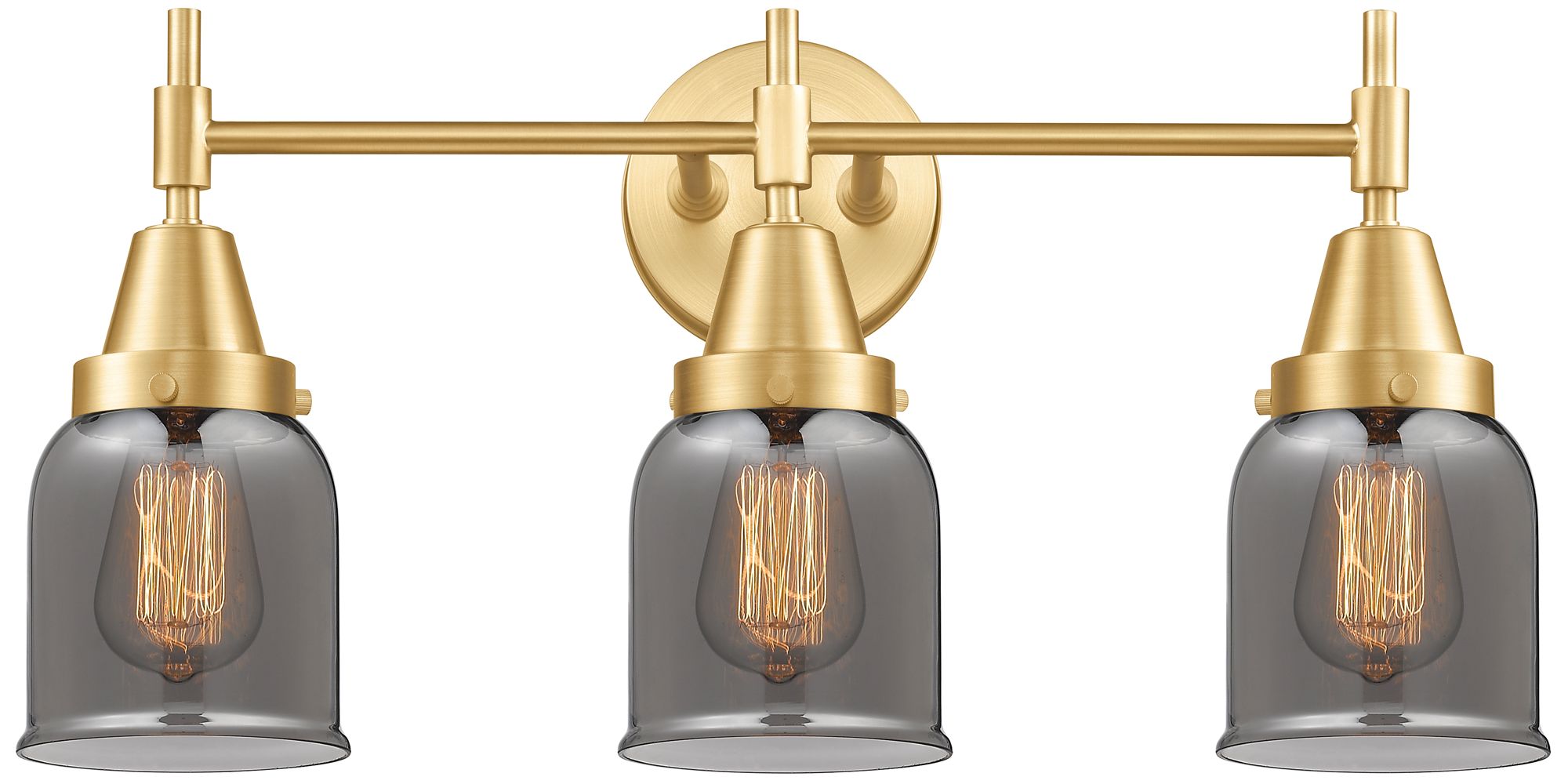 Innovations Lighting Caden 23" Wide 3 Light Satin Gold Bath Vanity Light W/ Plated Smoke Sh