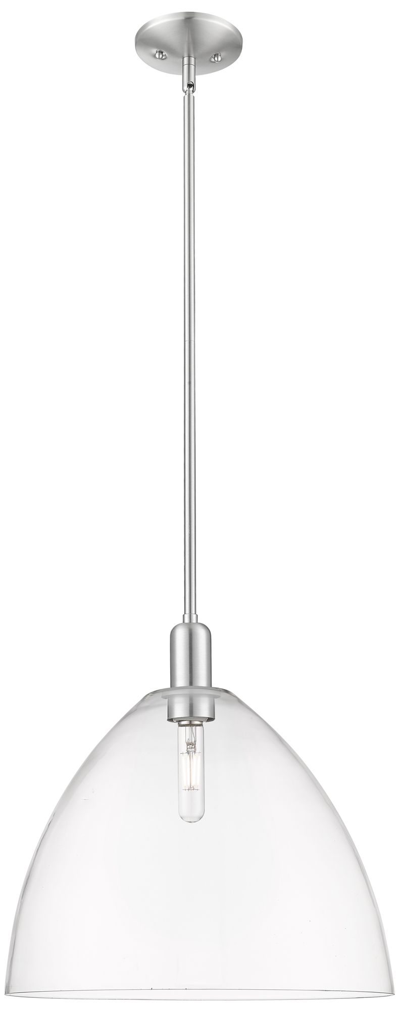 Innovations Lighting Arcadia Bristol 16"w Brushed Nickel Stem Mini Pendant W/ Clear Shade In White