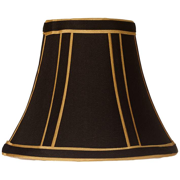 Black with Gold Trim 6 Inch Clip On Chandelier Lamp Shade 3x5x6 