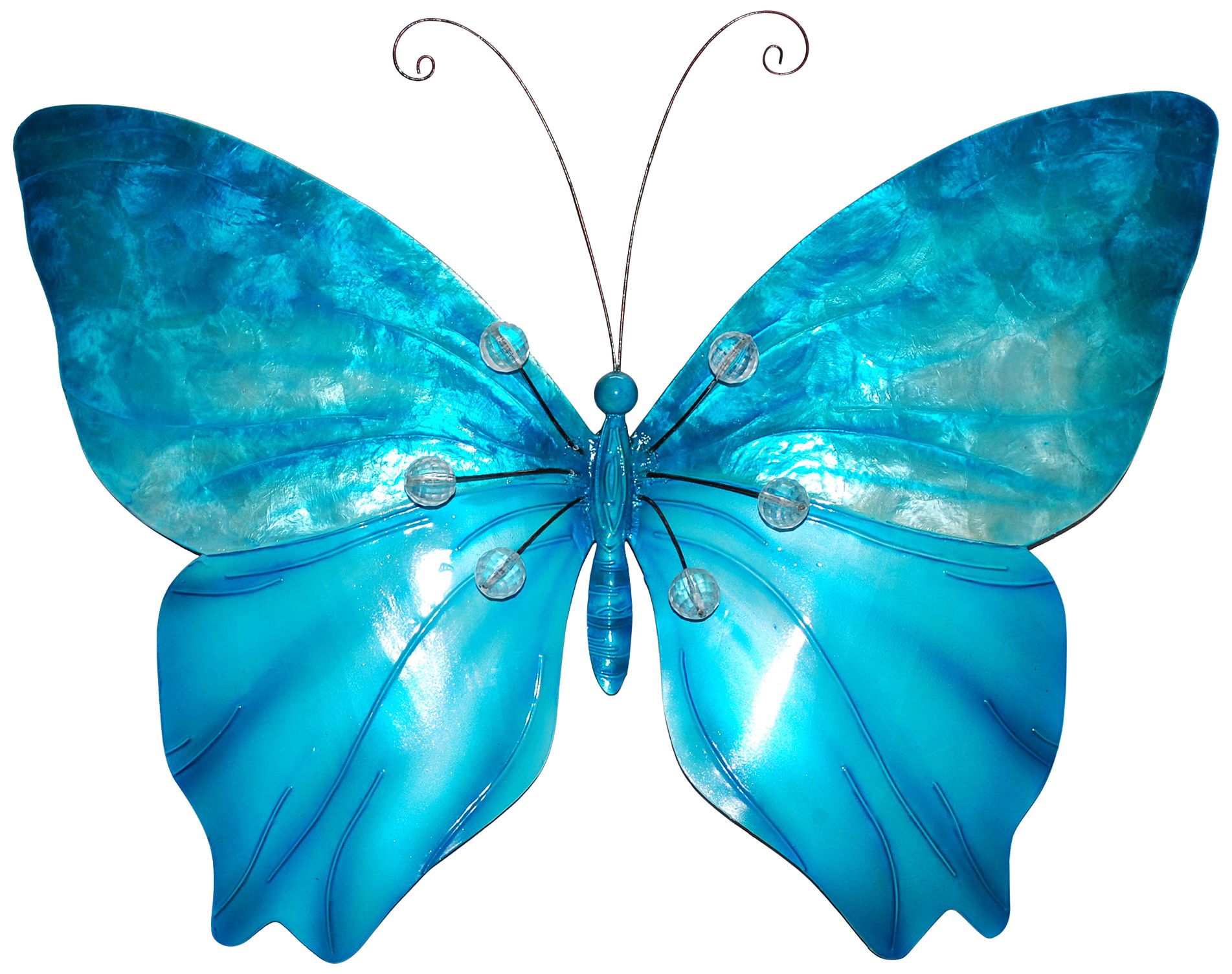 Eangee Butterfly 18" Wide Sea Blue Capiz Shell Wall Decor