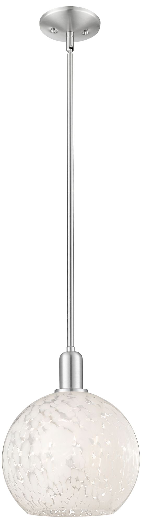 Innovations Lighting Arcadia White Mouchette 10"w Brushed Nickel Stem Hung Mini Pendant