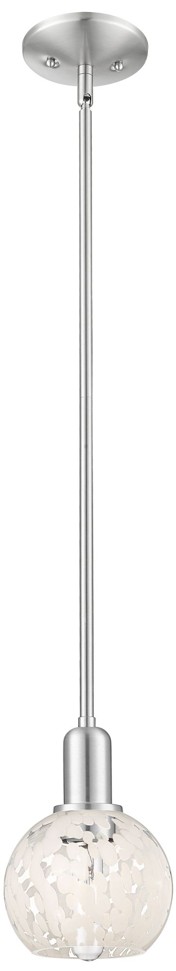 Innovations Lighting Arcadia White Mouchette 6"w Brushed Nickel Stem Hung Mini Pendant