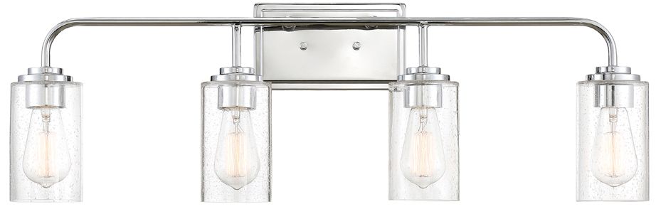 Designer's Fountain Logan 32" Wide Chrome Metal 4-light Bath Light