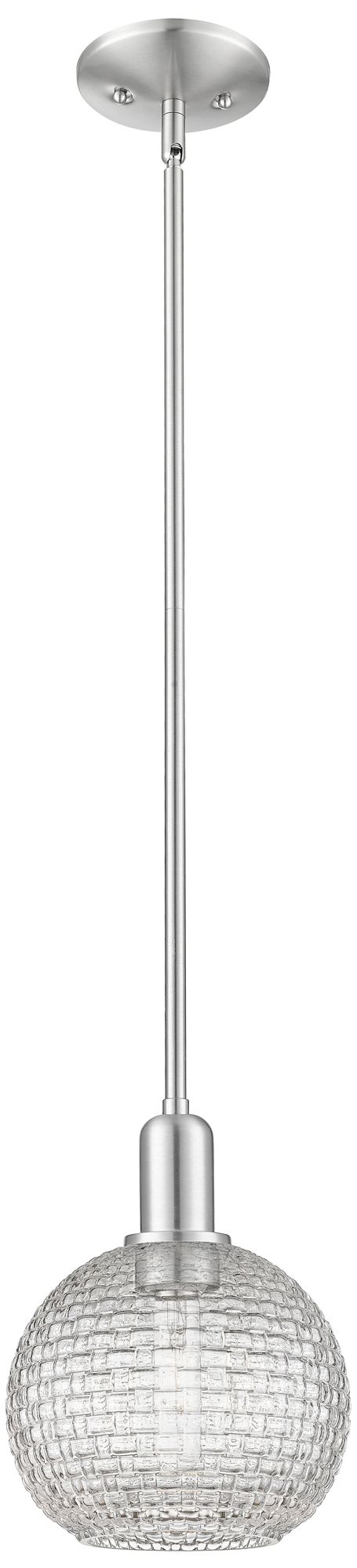 Innovations Lighting Arcadia Athens 8"w Nickel Stem Pendant W/ Clear Basket Weave Shade