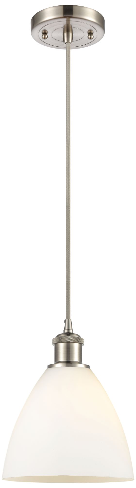 Innovations Lighting Ballston Bristol Glass 8" Led Mini Pendant - Satin Nickel - Matte Whit