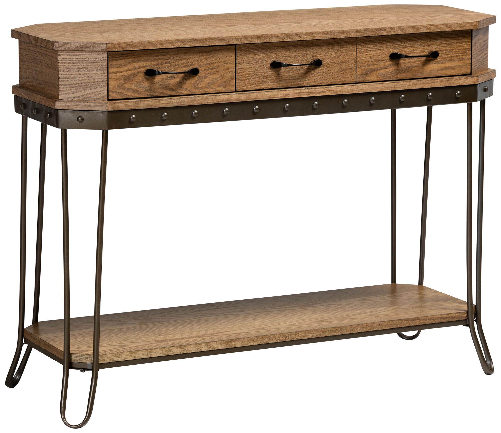 Kellyn 43" Wide Oak Brown Wood 3-Drawer Console Table