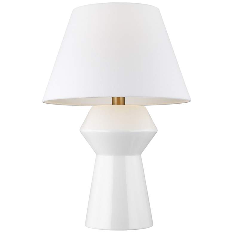 Chapman &amp; Meyrs Arctic White Modern Top Angular Ceramic LED Table Lamp