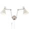 Paloma White and Brushed Nickel 2-Light Plug-In Swing Arm Wall Lamp