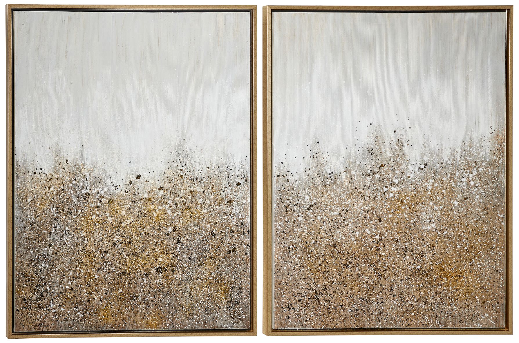 Multimedia White Gold Glitter 39 1/2"H 2-Piece Wall Art Set