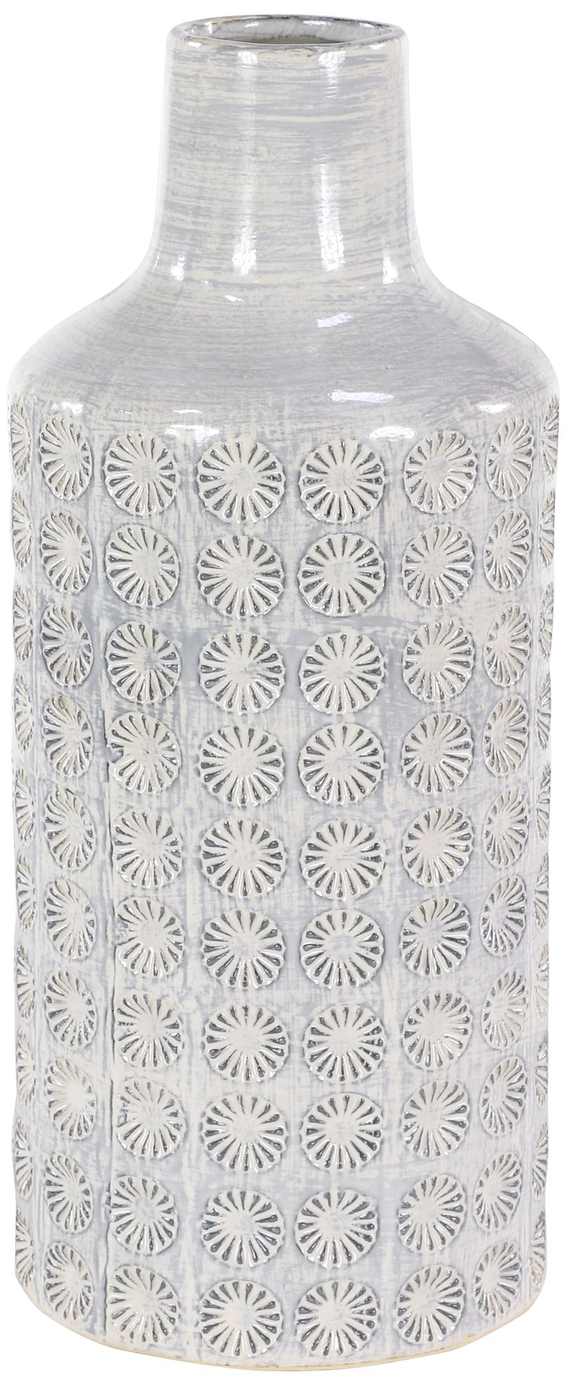 Rosette 18 1/4" High Blue and White Ceramic Decorative Vase