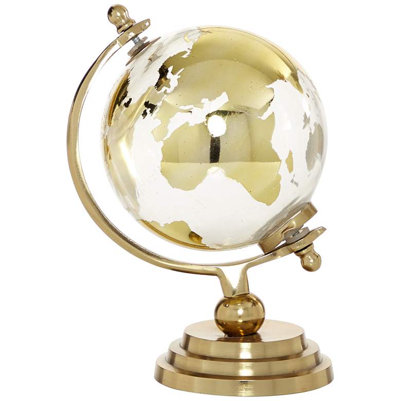 Image 2 Topographical Map Gold Metal and Glass Decorative Globe