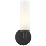 Aero 11&quot; High Black Metal and White Glass Wall Sconce