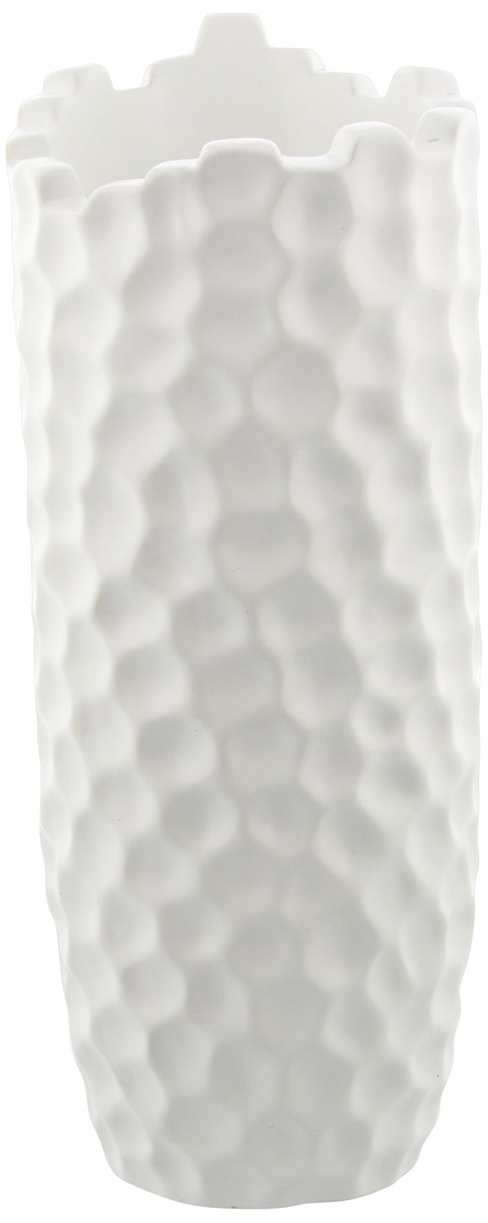 Honeycomb Texture 14"H Matte White Porcelain Decorative Vase