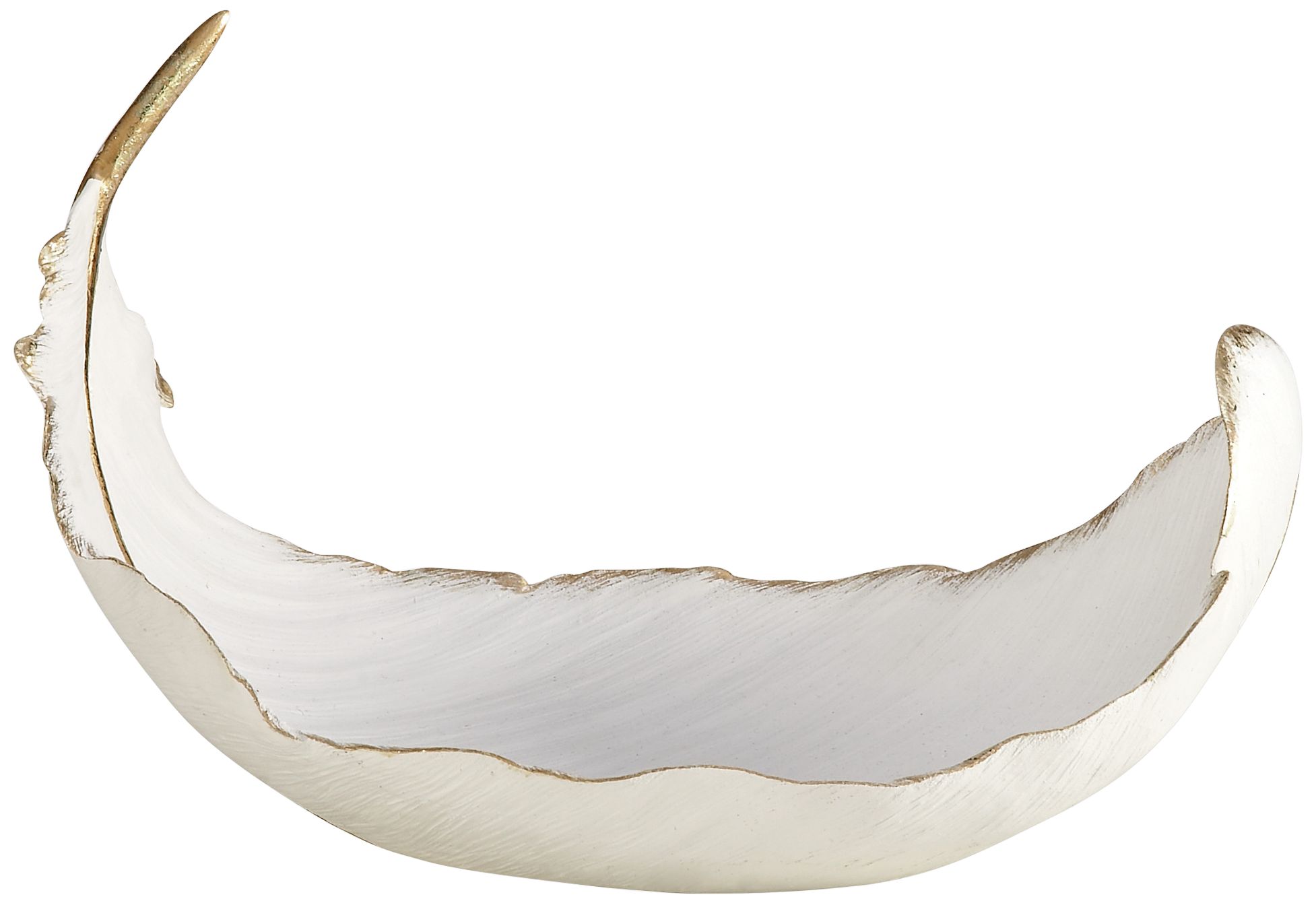 Feather White and Brushed Metallic Gold Decorative Bowl 97G61
