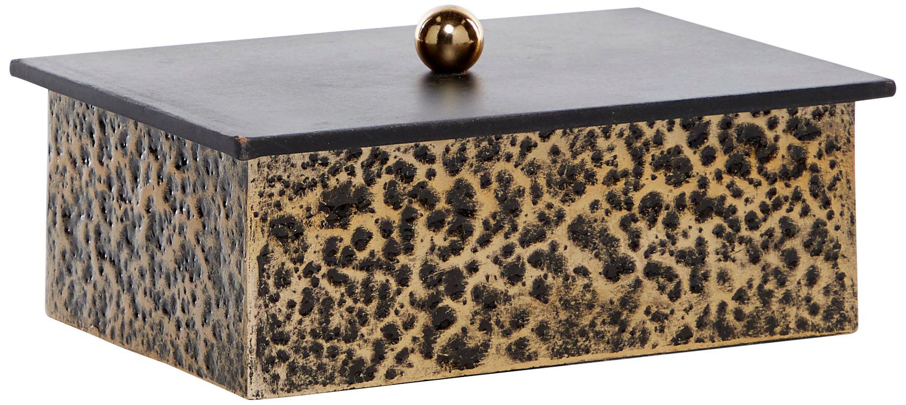 Leopard Metallic Gold and Black Metal Decorative Box 97H99 Lamps Plus