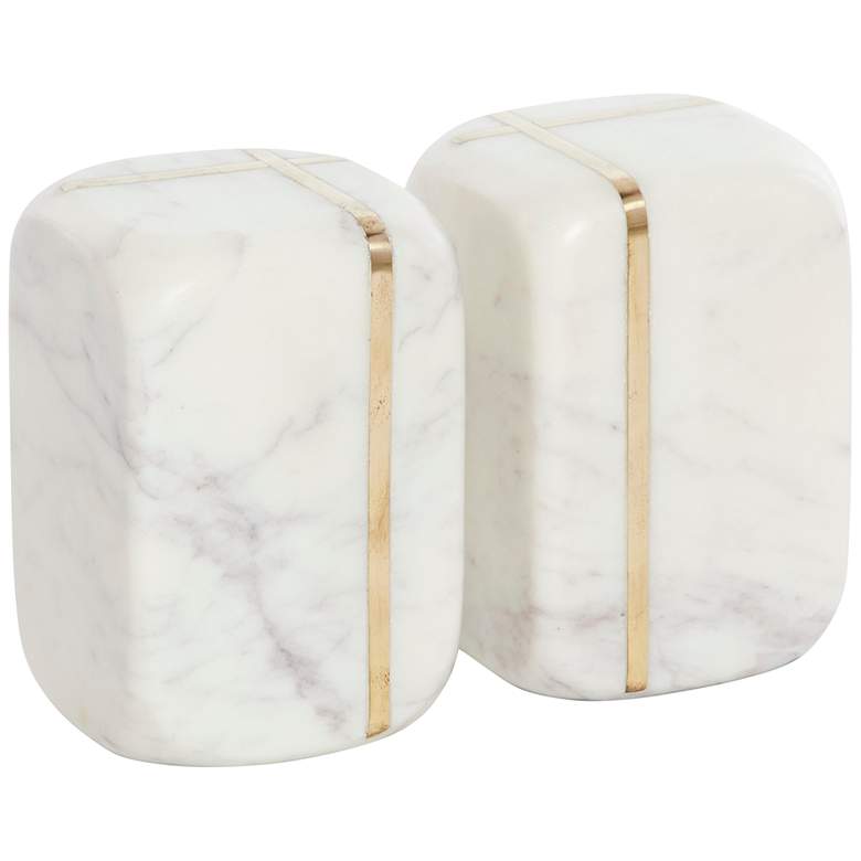 Cubed White Marble Bookends Set of 2