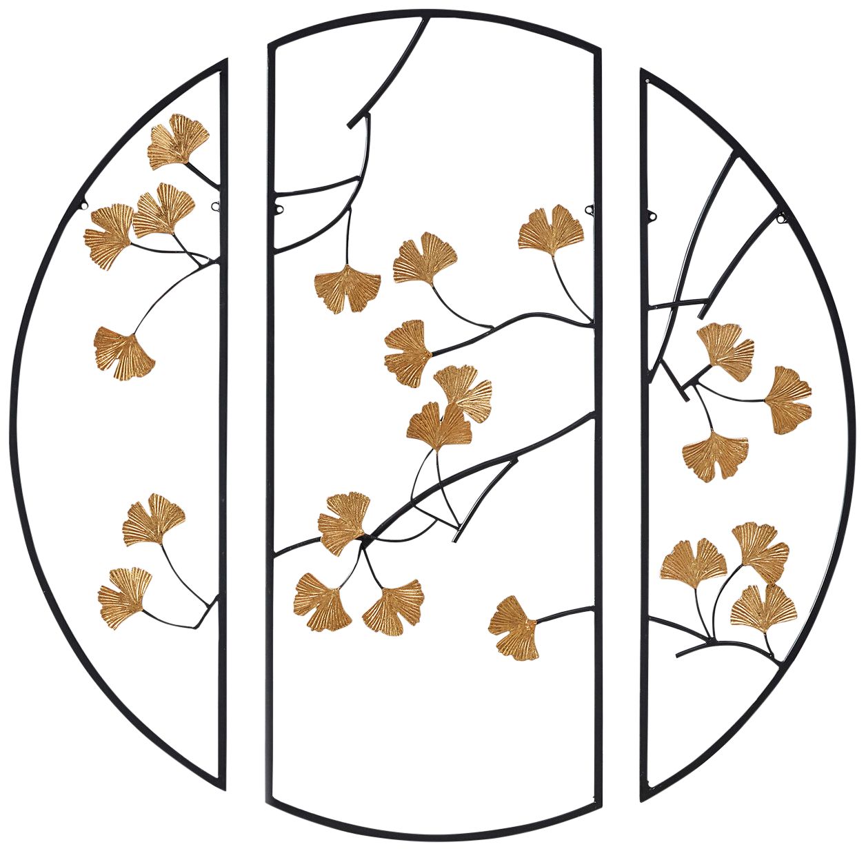 Golden Gingko Leaves 3Piece Metal Wall Art Set 97K35 Lamps Plus