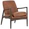 Braden Mid-Century Brandy Leather and Nettlewood Chair