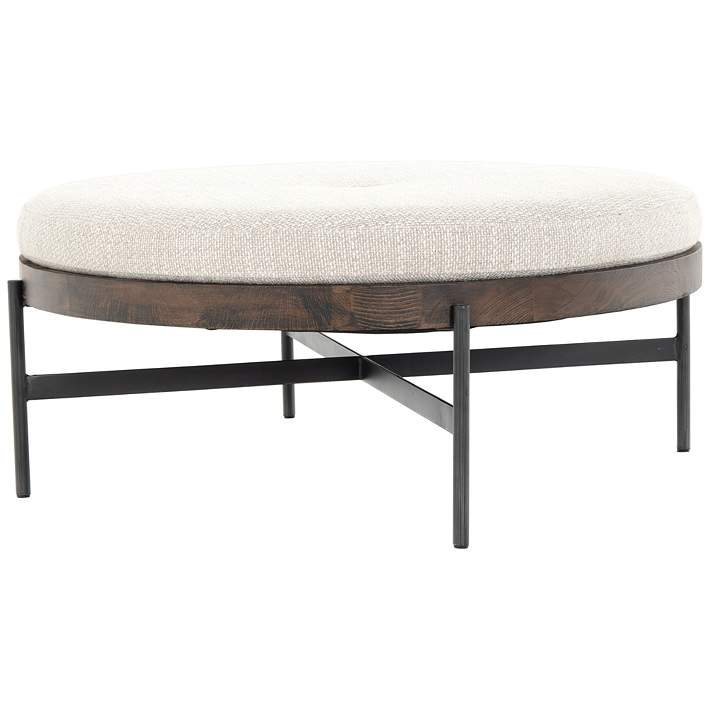 Edwyn Modern Gibson White Large Round, Large Round Ottoman Cover