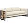 June 81" Wide Modern Cream Parawood and Rattan Sofa
